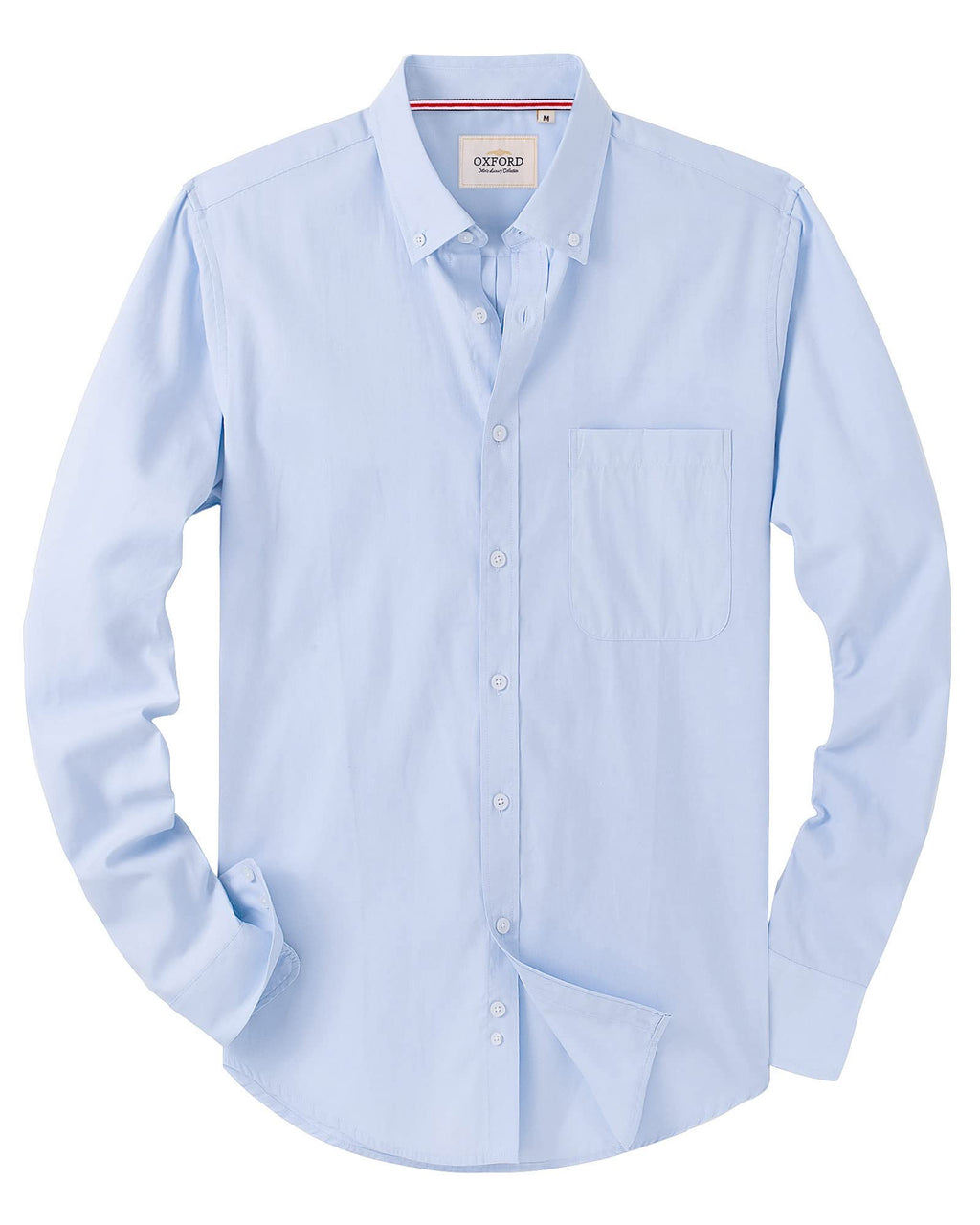 Alimens & Gentle Mens Solid Oxford Shirt Long Sleeve Dress Shirt Work Casual Button Down Shirts with Pocket