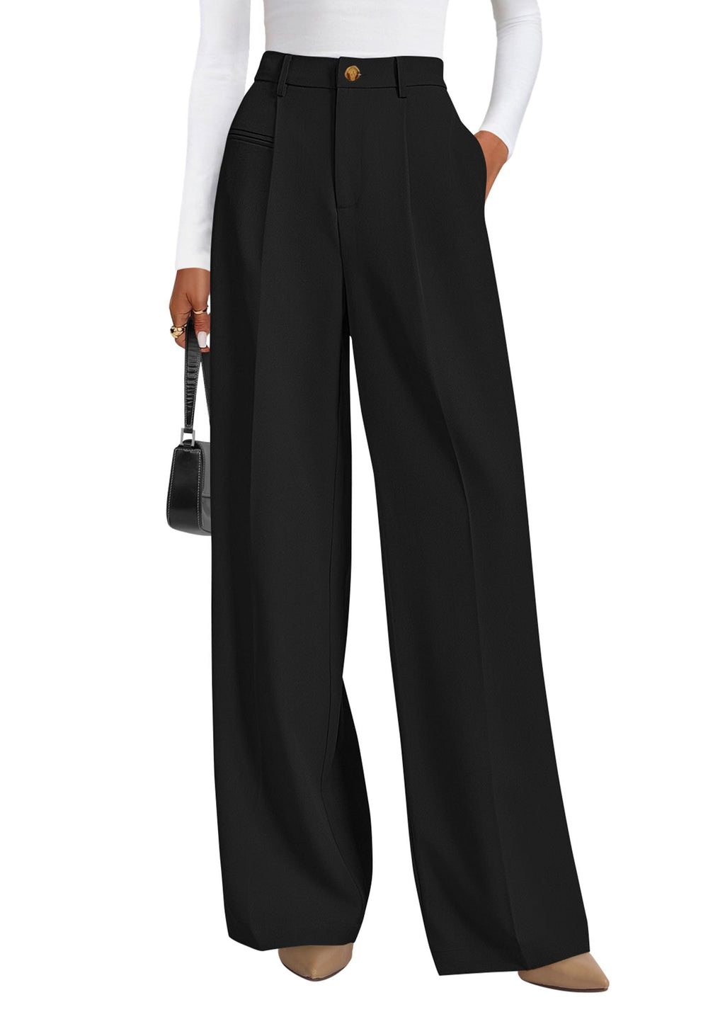 PRETTYGARDEN Women's Tailored Wide Leg Work Dress Pants