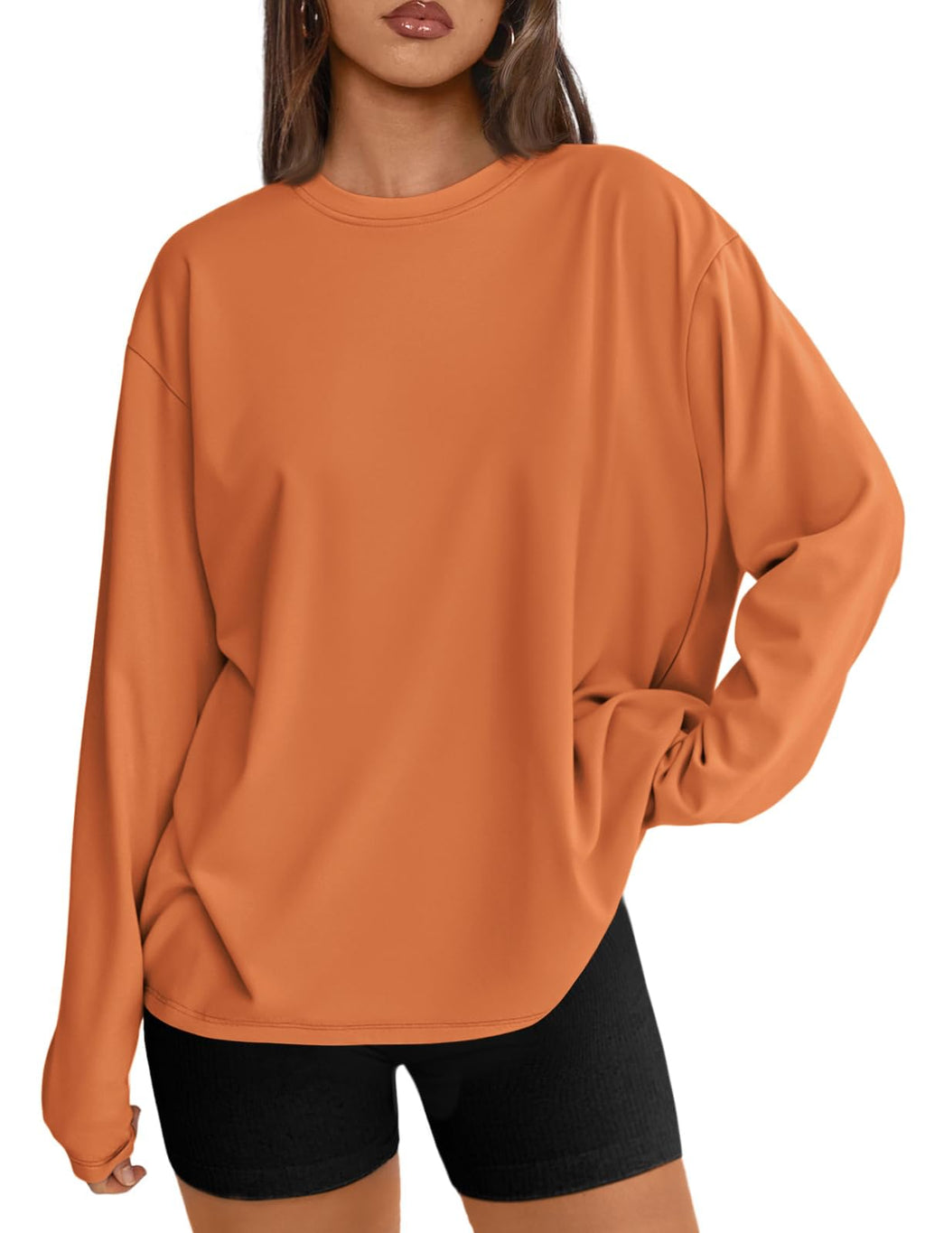 Trendy Queen Womens Oversized Long Sleeve Shirts Fall Tops 2026 Basic Tees