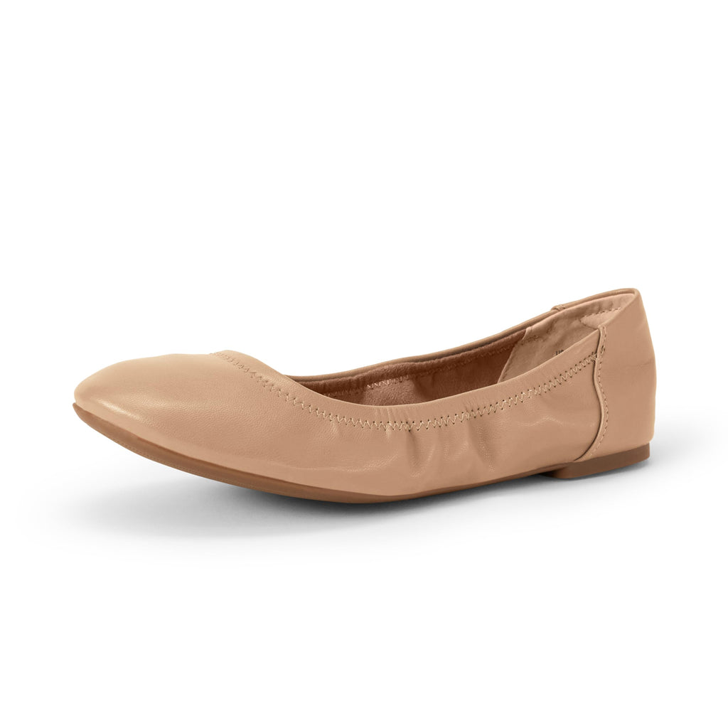 Amazon Essentials Women's Comfortable Round Toe Ballet Flats, Cushioned Memory Foam