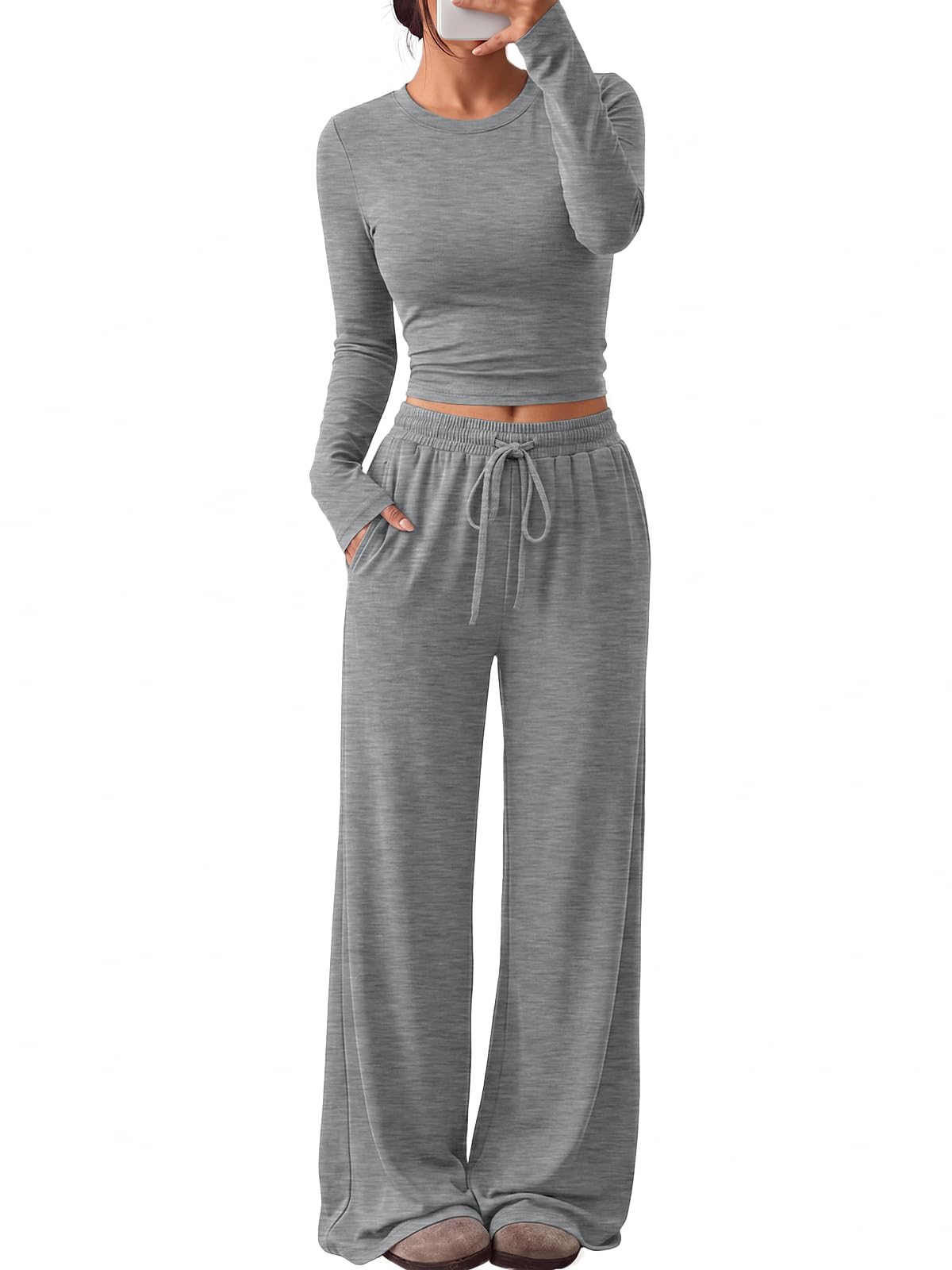 Trendy Queen Women's 2 Piece 2026 Fall Fashion Lounge Set with Pockets