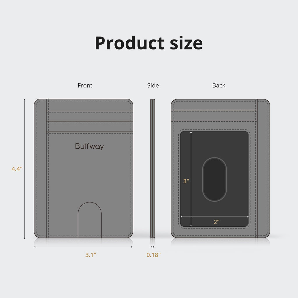Buffway Slim Minimalist Front Pocket RFID Blocking Leather Wallets for Men and Women - Cross Black