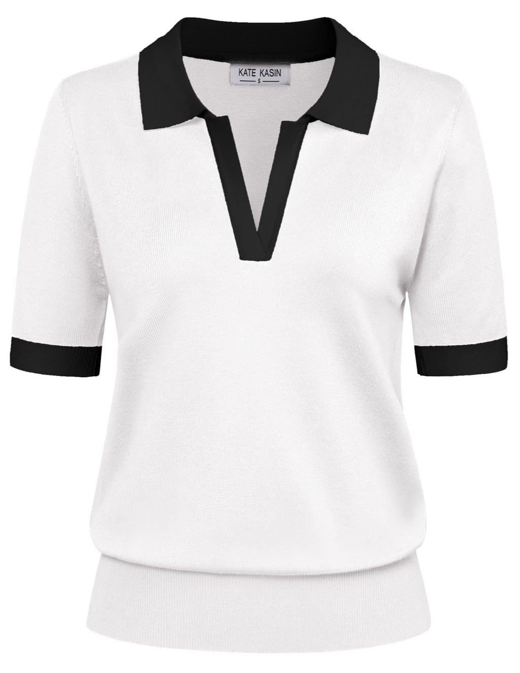 Women's Short Sleeve Classic V Neck Collared Casual Polo Sweater Tops