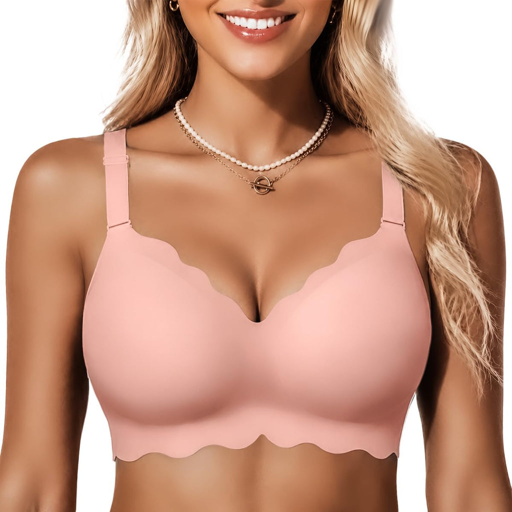 COCOMARTS Jelly Bras for Women No Underwire Scalloped Wireless Push Up Bra