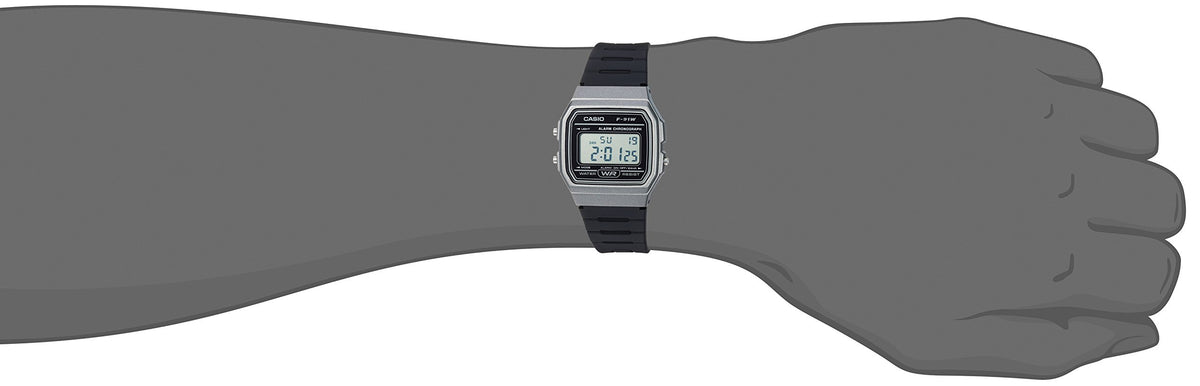 Casio F91W Series | Digital Watch | Water Resistant | LED Light | 1/100 SEC Stopwatch | Regular Time Keeping (HR, Min, SEC, PM, Date, Day) | Daily Alarm | Lightweight | 7 Year Battery