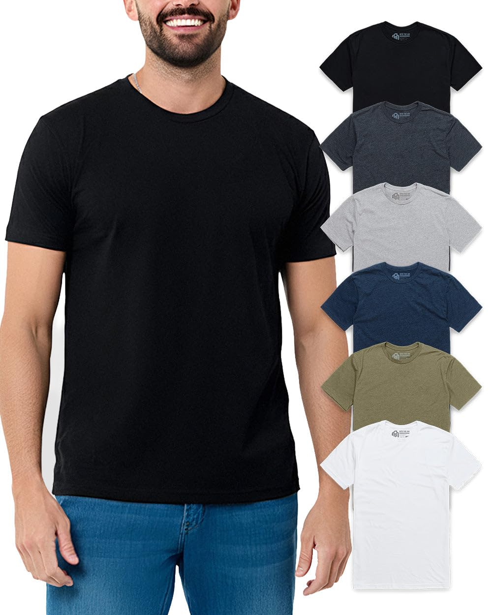 Mens T Shirts Soft Cotton Crew Neck Athletic Fit Casual Tees S-4XL