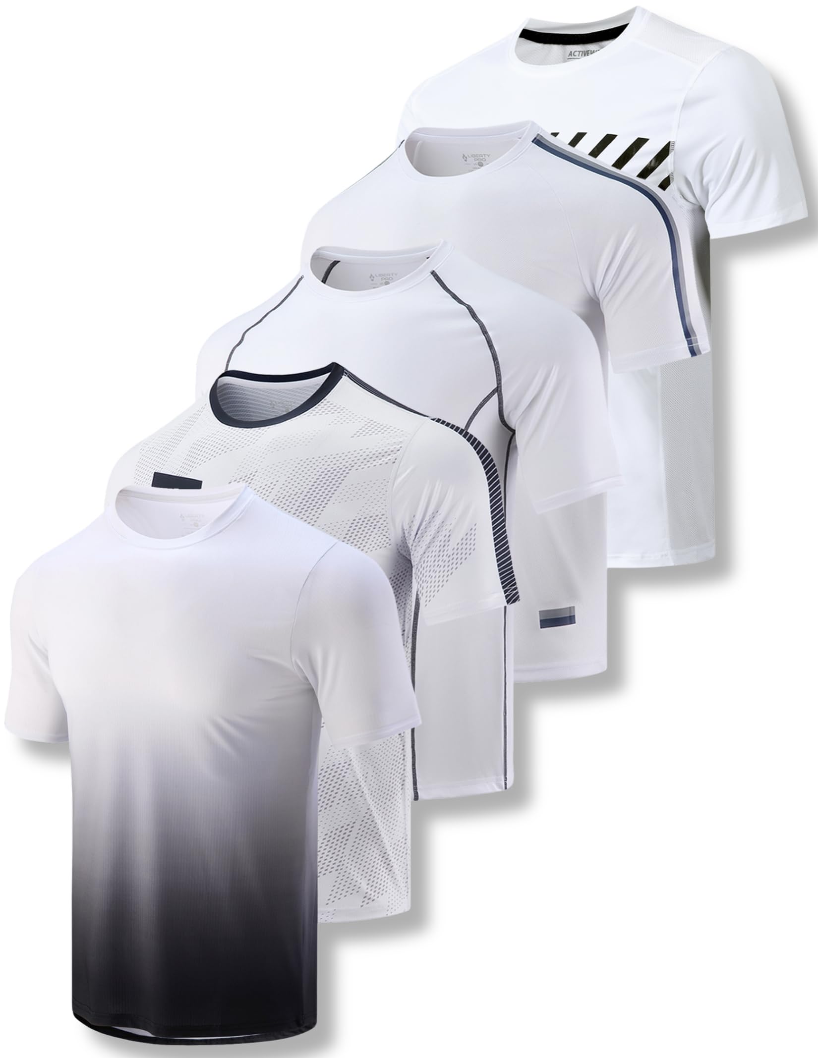Liberty Imports 5 Pack Men's Active Quick Dry Crew Neck T Shirts