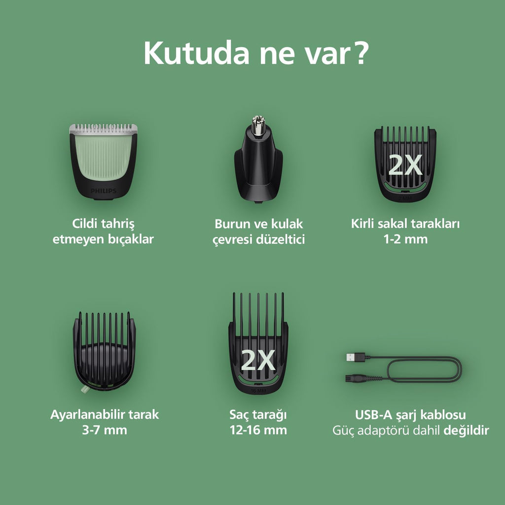 Philips 3000 Serisi 7in1,Erkek Bakım Seti,Yüz/Saç/Vücut Tıraş Makinesi,Islak/Kuru Kullanım,MG3930/15