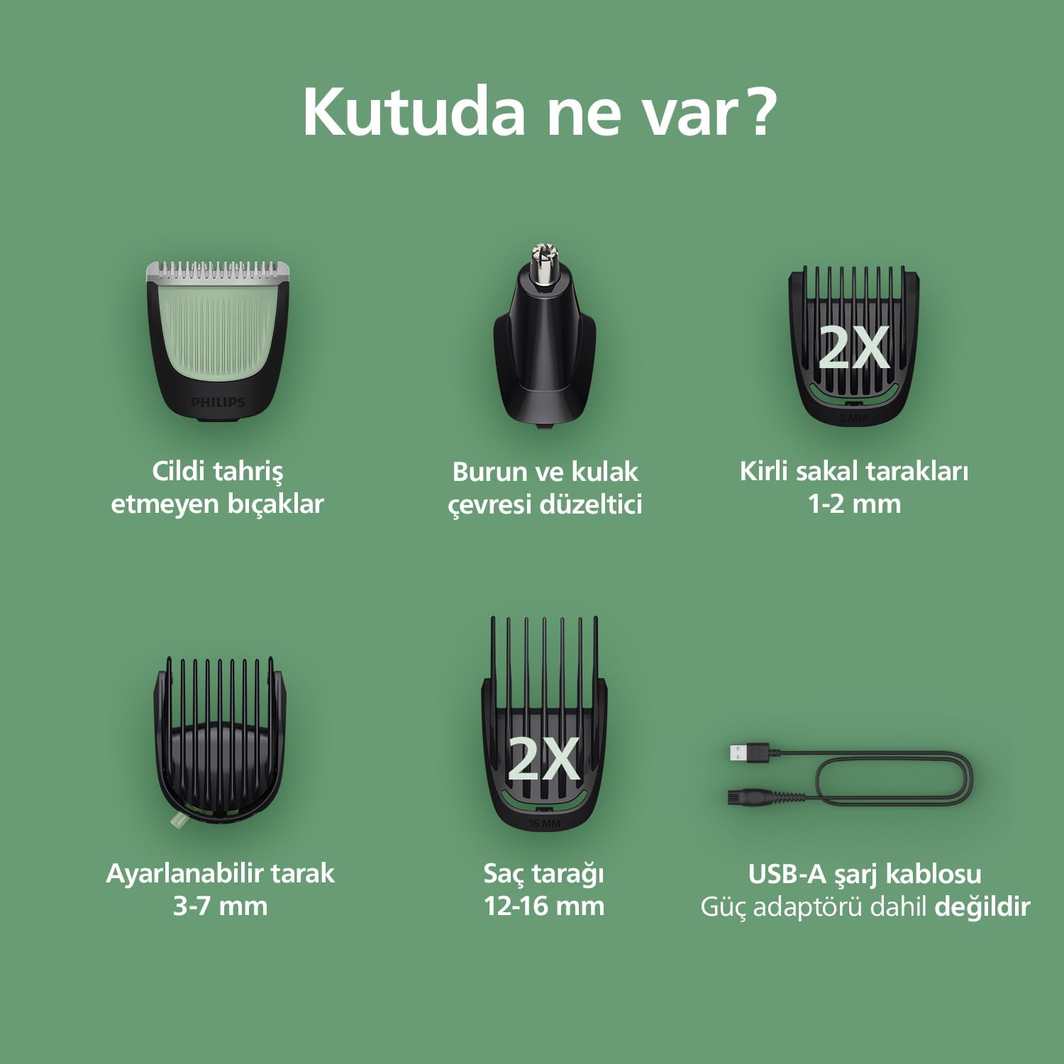 Philips 3000 Serisi 7in1,Erkek Bakım Seti,Yüz/Saç/Vücut Tıraş Makinesi,Islak/Kuru Kullanım,MG3930/15