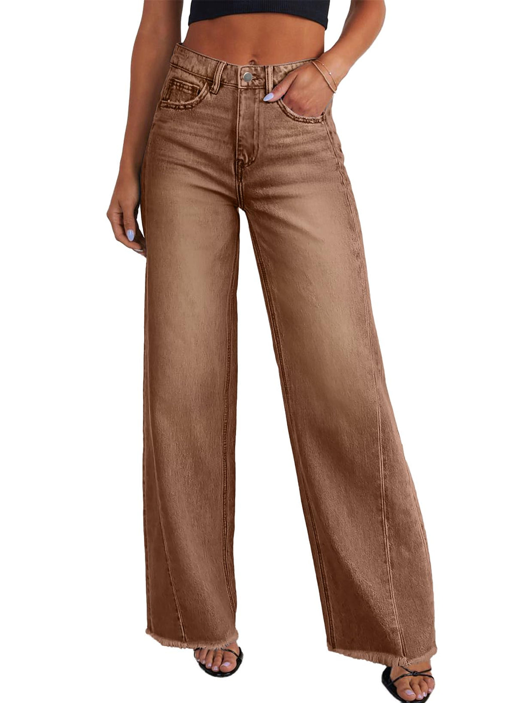 Sidefeel Women's Wide Leg Jeans High Waisted Stretchy Denim Pants