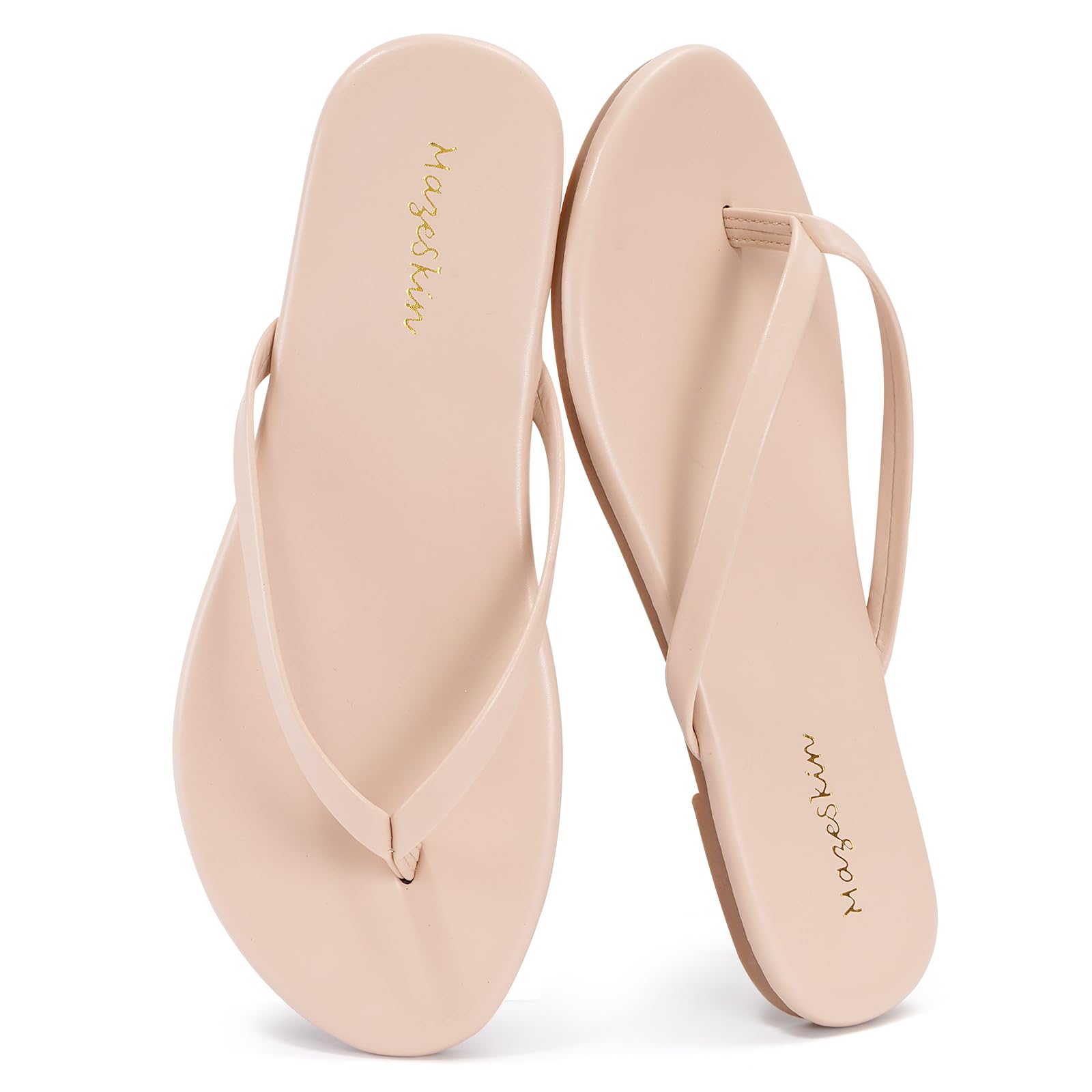 mazeskin Womens Memory Foam Flip Flops Flat Thong Sandals