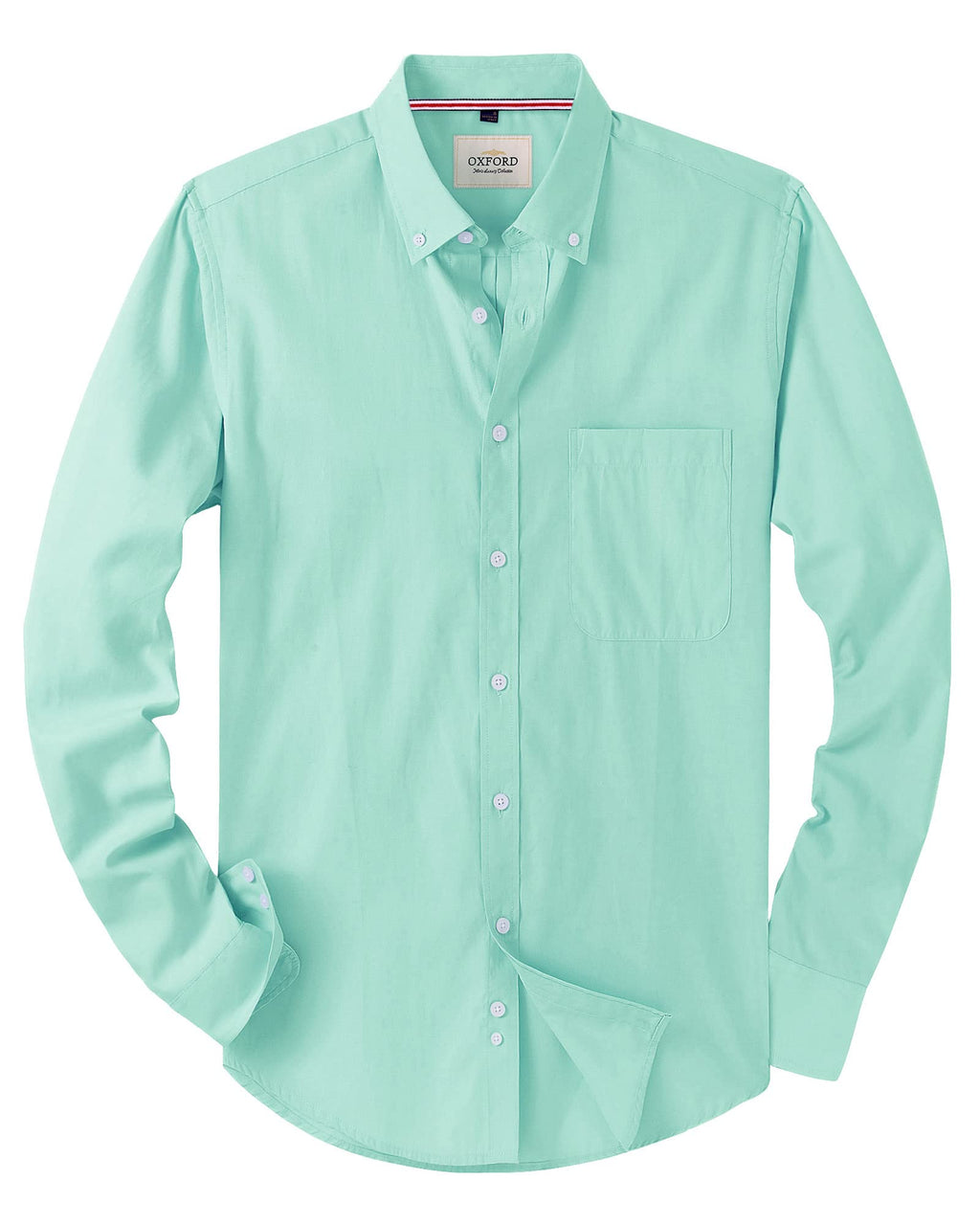 Alimens & Gentle Mens Solid Oxford Shirt Long Sleeve Dress Shirt Work Casual Button Down Shirts with Pocket