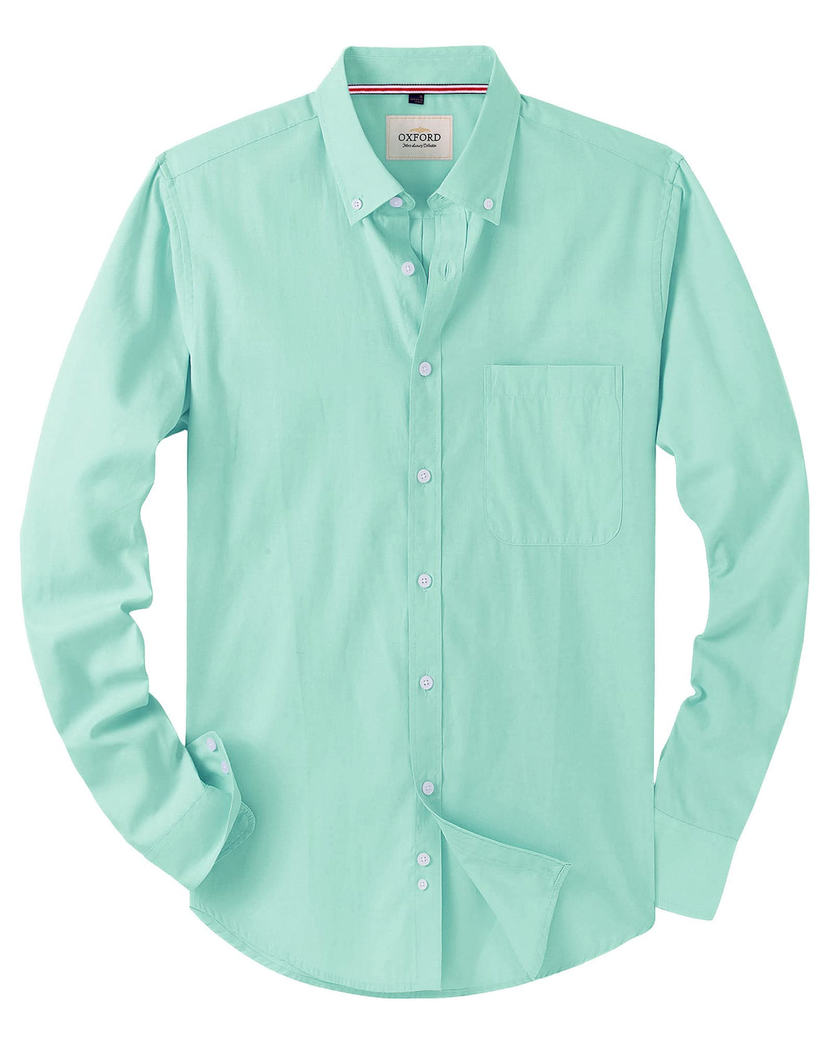 Alimens & Gentle Mens Solid Oxford Shirt Long Sleeve Dress Shirt Work Casual Button Down Shirts with Pocket