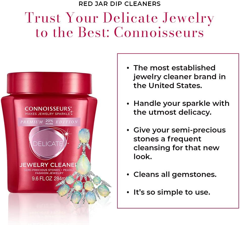 CONNOISSEURS Premium Edition Jewelry Cleaner, Value Size 9.6oz - Pick from Fine, Silver or Delicate Jewelry Cleaner