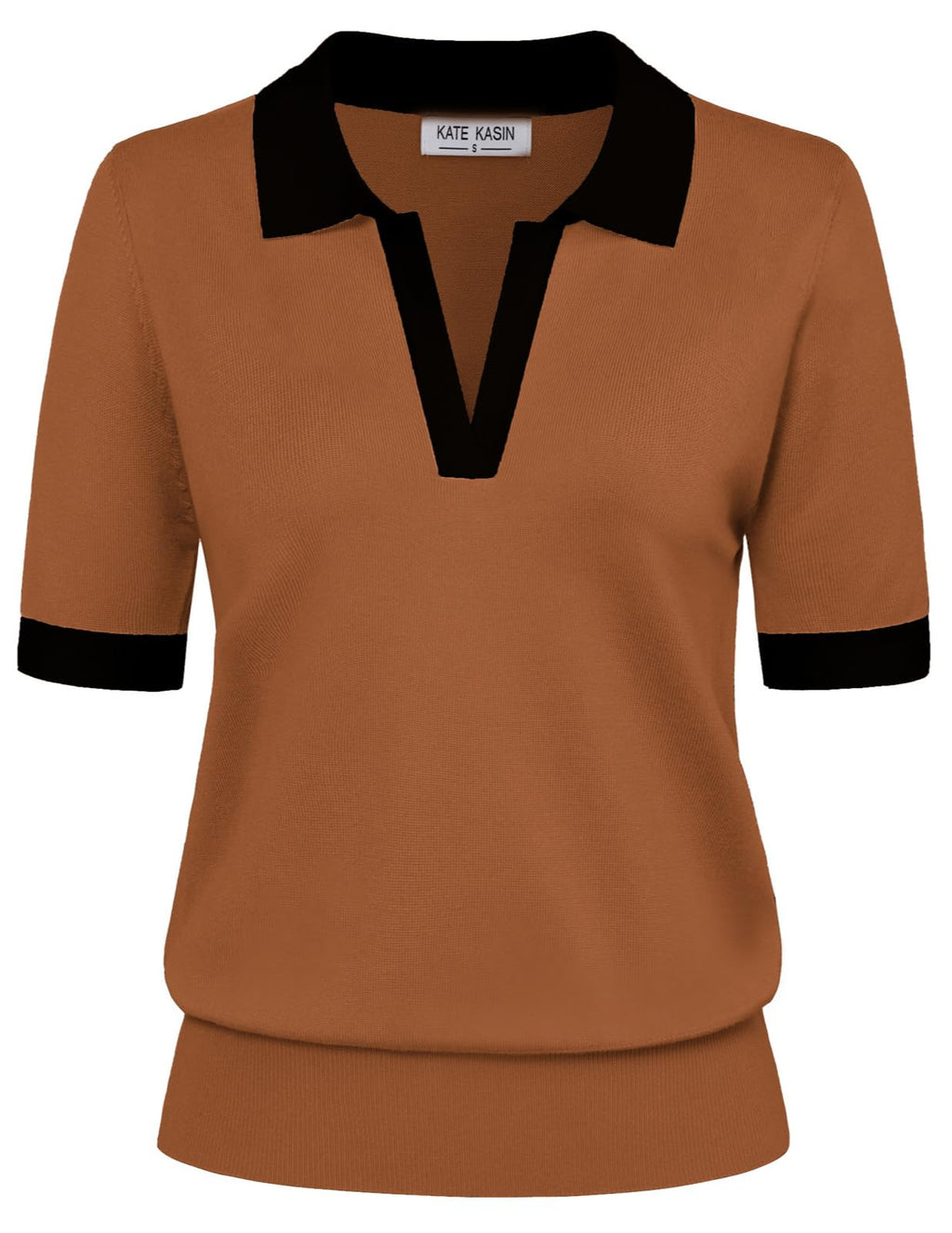 Women's Short Sleeve Classic V Neck Collared Casual Polo Sweater Tops