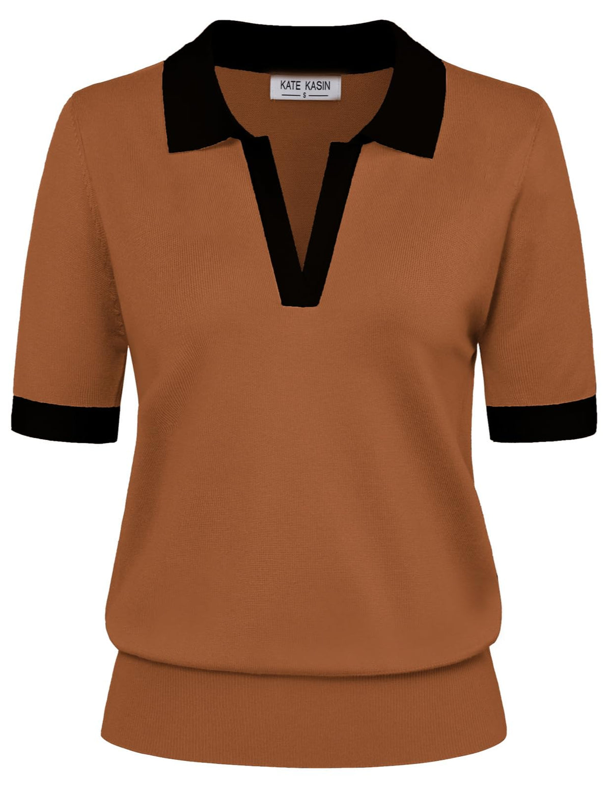 Women's Short Sleeve Classic V Neck Collared Casual Polo Sweater Tops
