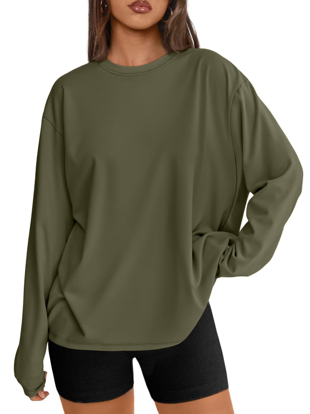 Trendy Queen Womens Oversized Long Sleeve Shirts Fall Tops 2026 Basic Tees