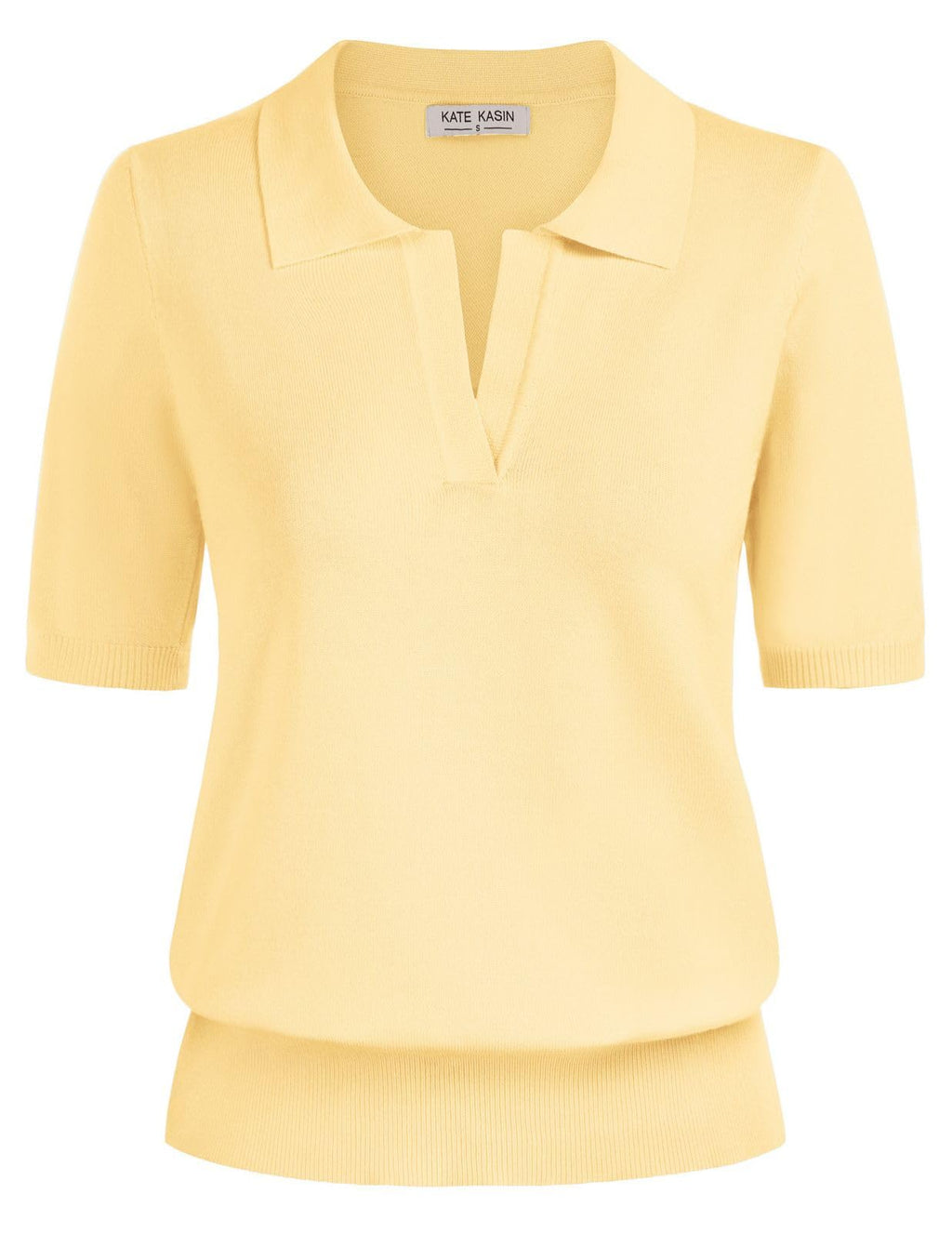 Women's Short Sleeve Classic V Neck Collared Casual Polo Sweater Tops
