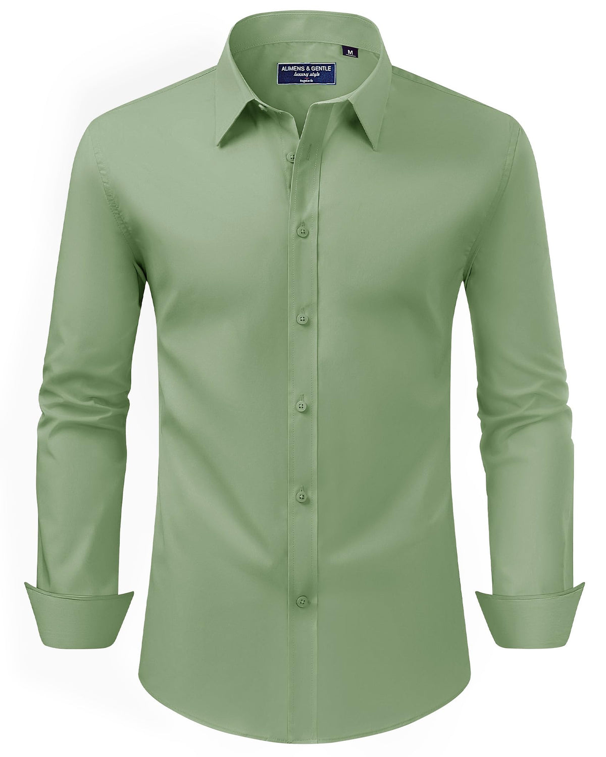 Alimens & Gentle Men's Dress Shirt Regular Fit Stretch Stain Shield Long Sleeve Solid Business Wedding Button Down Shirts