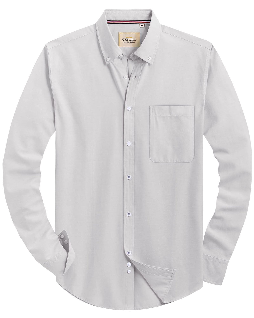 Alimens & Gentle Mens Solid Oxford Shirt Long Sleeve Dress Shirt Work Casual Button Down Shirts with Pocket