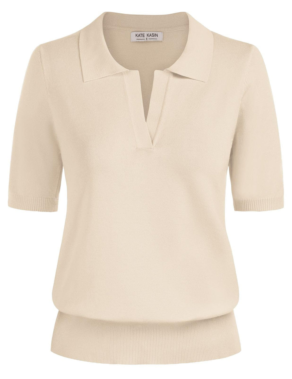 Women's Short Sleeve Classic V Neck Collared Casual Polo Sweater Tops