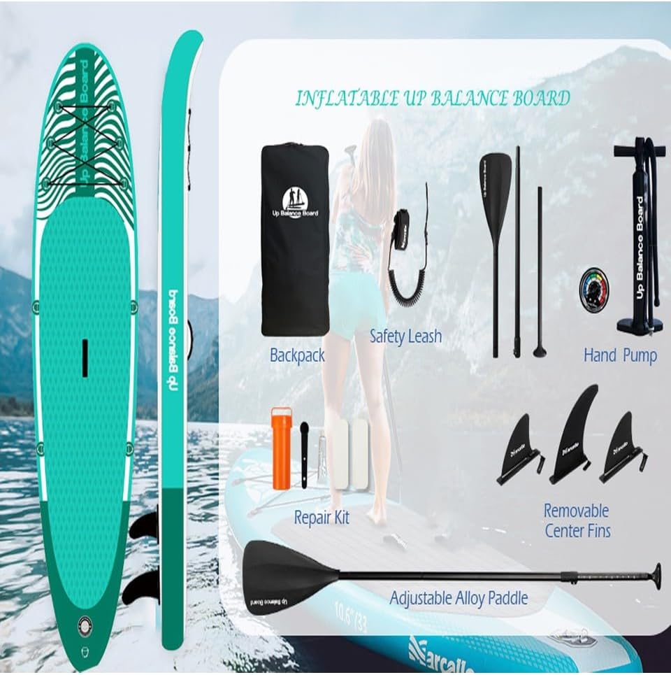 Up Balance Board Şişme Sup Board/Stand Up Paddle Board 335x84x15 cm Koyu Yeşil