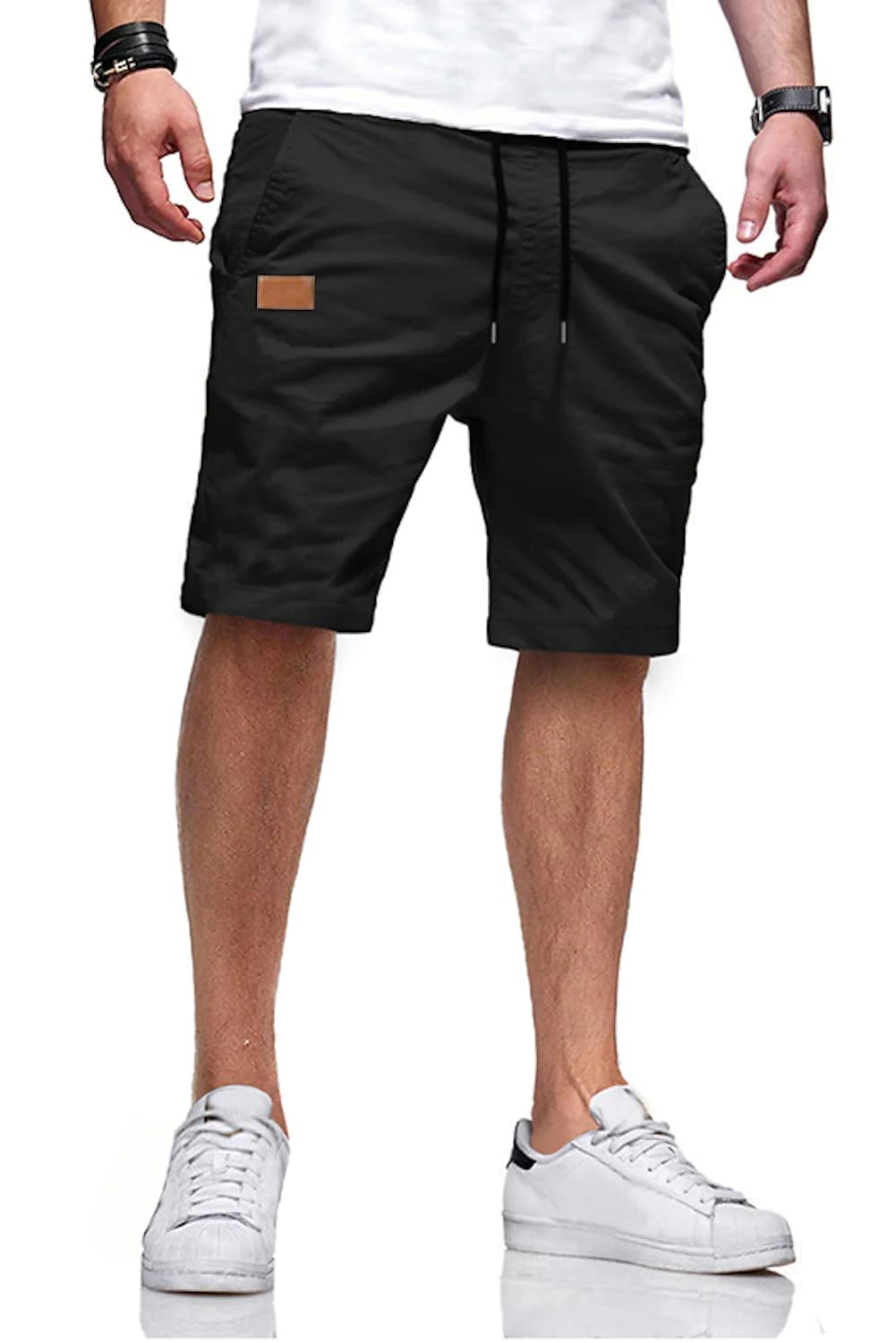JMIERR Mens Cotton Stretch Shorts Casual Drawstring Twill Chino Shorts