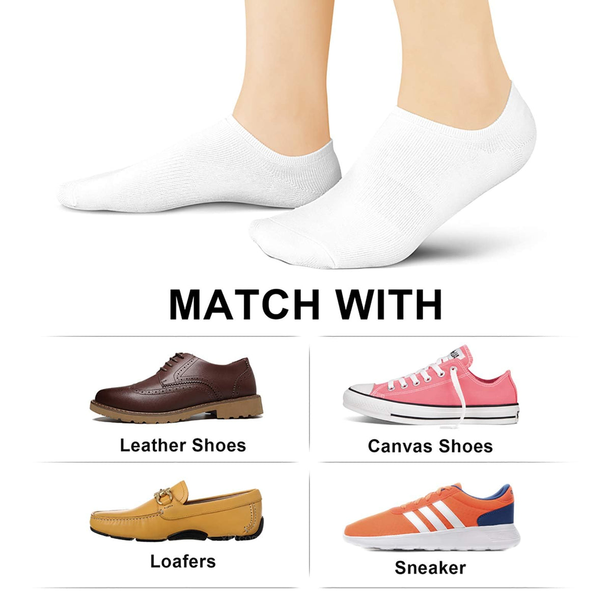 wernies No Show Socks Women Low Cut Ankle Socks Non Slip 4/8 Pairs
