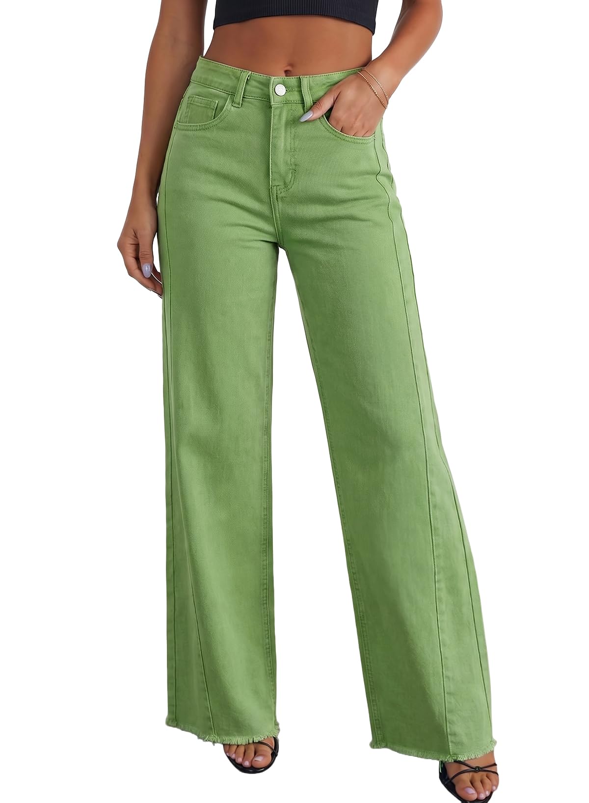 Sidefeel Women's Wide Leg Jeans High Waisted Stretchy Denim Pants