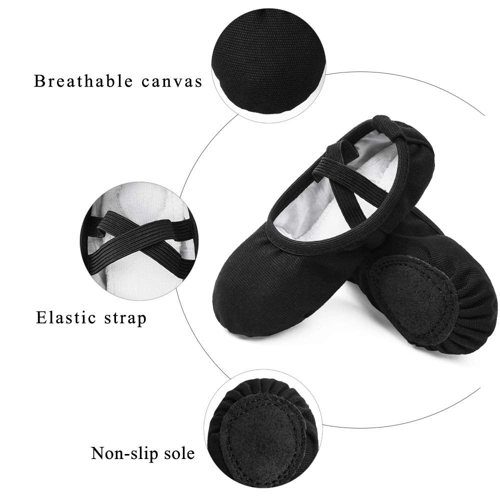Stelle Canvas Ballet Shoes Toddler Girls No-Tie Split Sole Ballet Slippers