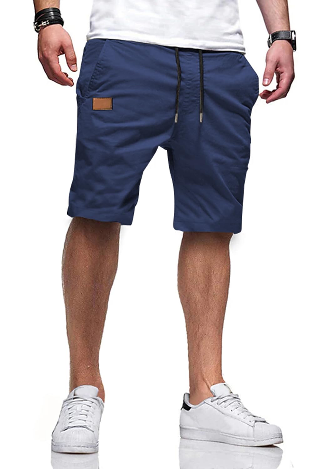JMIERR Mens Cotton Stretch Shorts Casual Drawstring Twill Chino Shorts