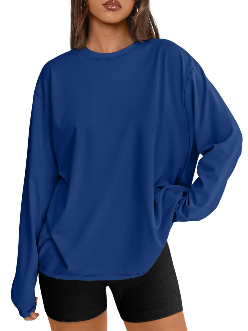 Trendy Queen Womens Oversized Long Sleeve Shirts Fall Tops 2026 Basic Tees