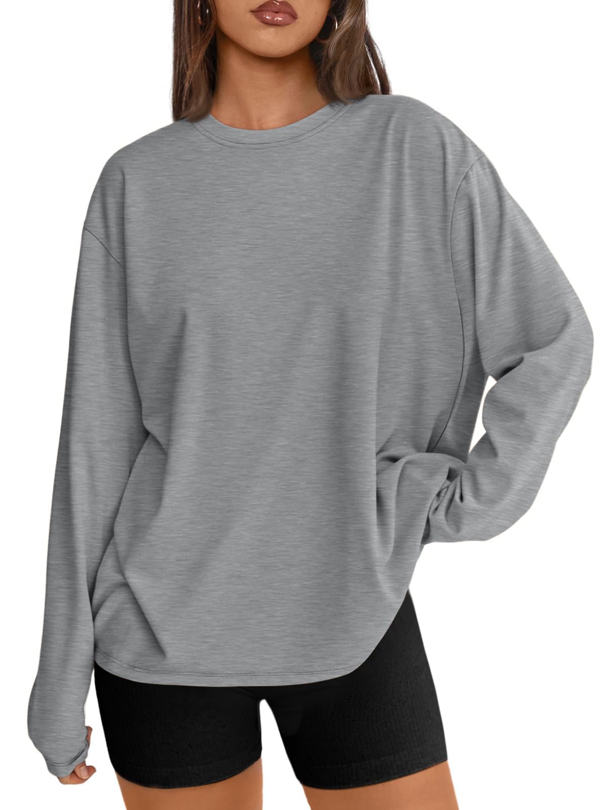 Trendy Queen Womens Oversized Long Sleeve Shirts Fall Tops 2026 Basic Tees