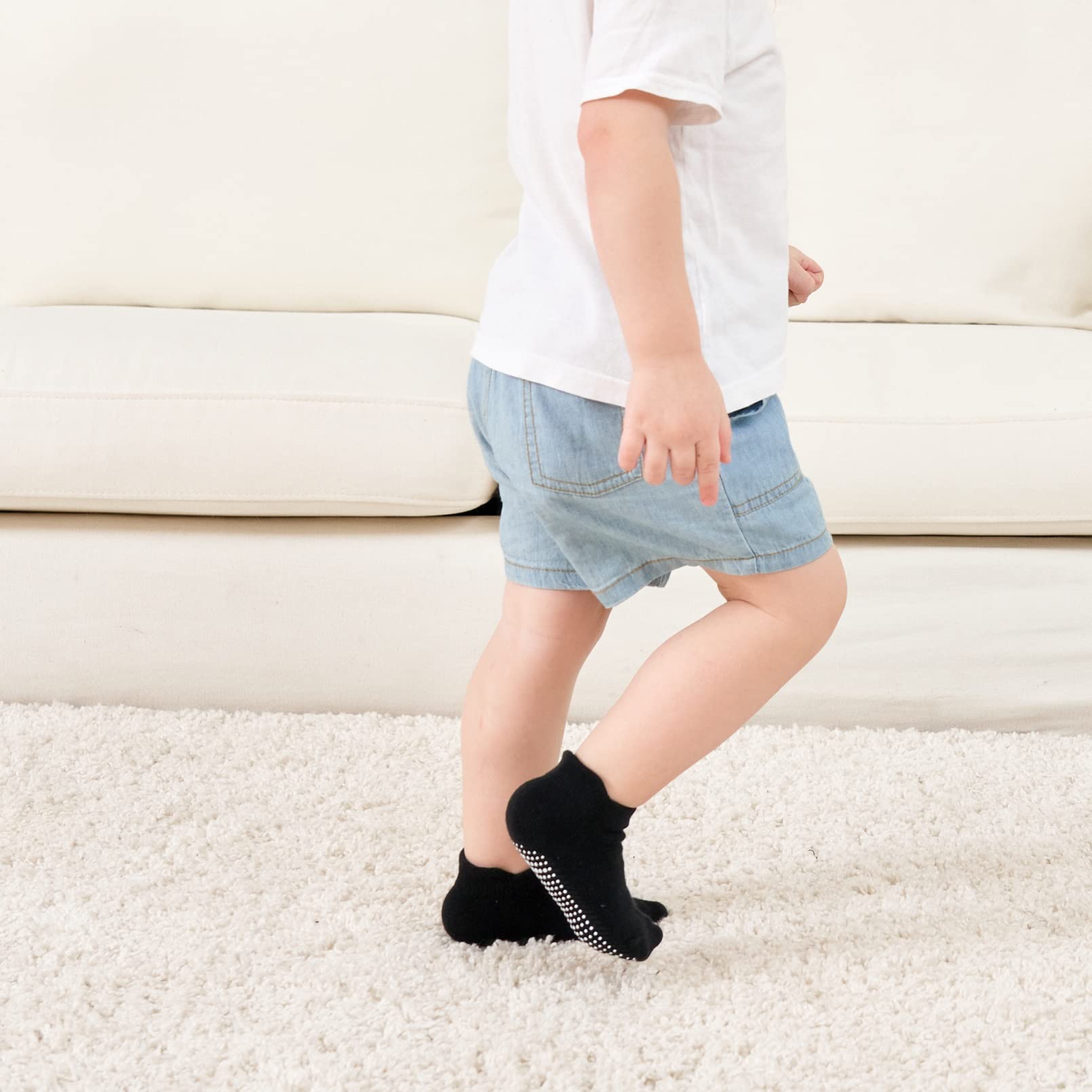 Zaples Baby Non Slip Grip Ankle Socks with Non Skid Soles for Infants Toddlers Kids Boys Girls