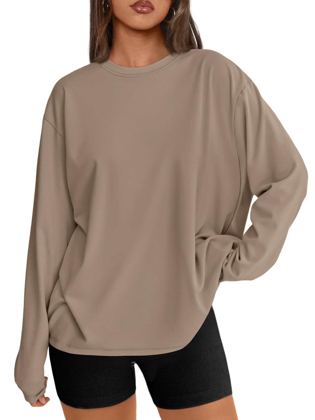 Trendy Queen Womens Oversized Long Sleeve Shirts Fall Tops 2026 Basic Tees