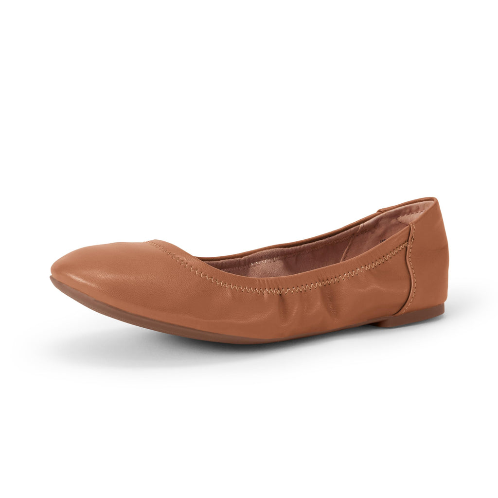 Amazon Essentials Women's Comfortable Round Toe Ballet Flats, Cushioned Memory Foam