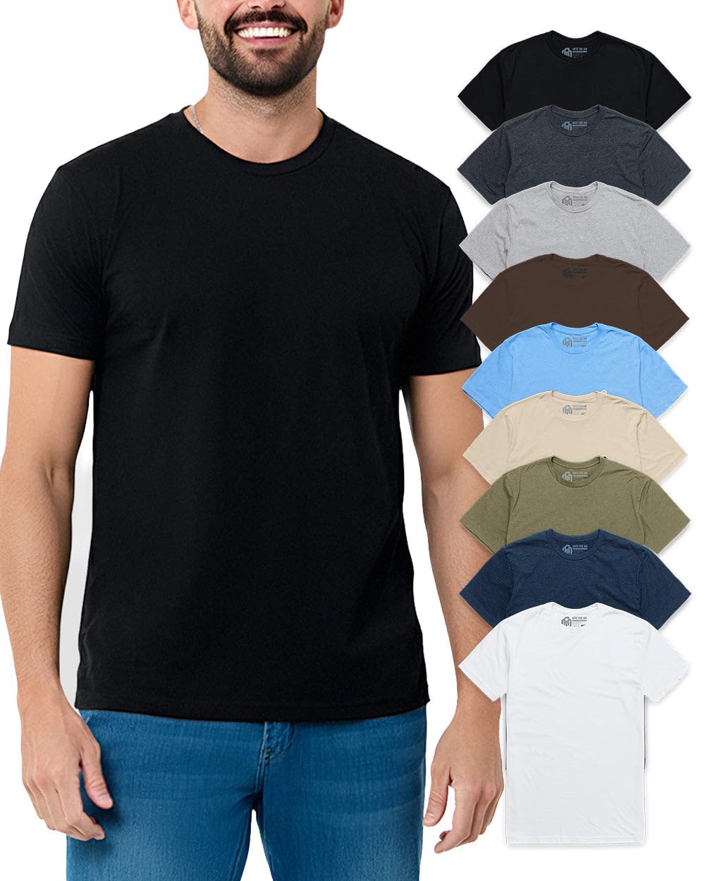 Mens T Shirts Soft Cotton Crew Neck Athletic Fit Casual Tees S-4XL
