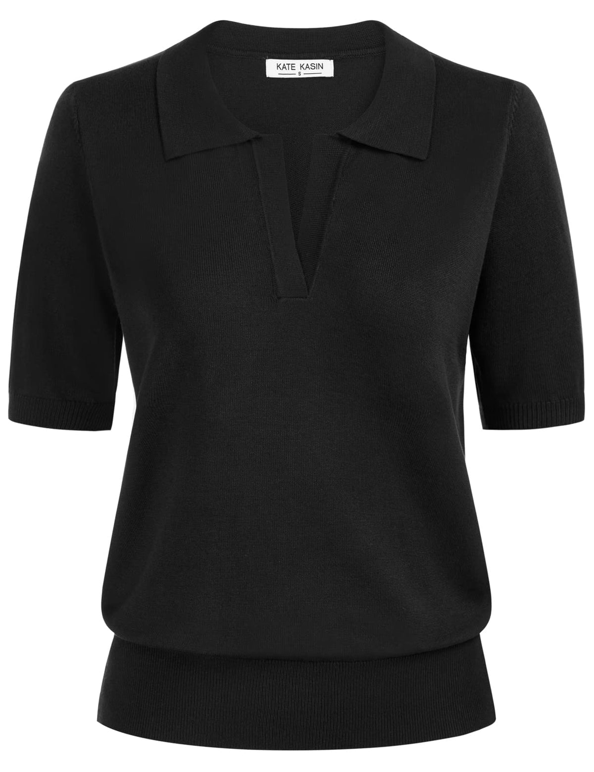 Women's Short Sleeve Classic V Neck Collared Casual Polo Sweater Tops