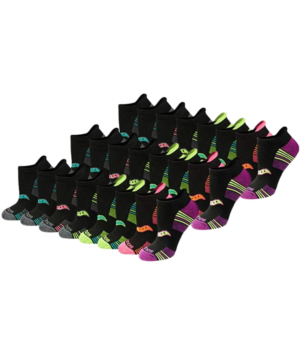 Saucony Women's RunDry Performance Heel Tab Athletic Socks, Available in S-L (8, 16, 24 Pairs)