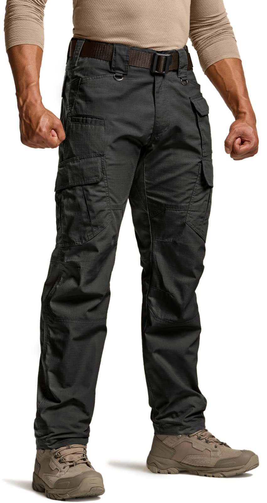 CQR Men's Tactical Pants, Water Resistant Ripstop Cargo Pants, Lightweight EDC Work Hiking Pants, Outdoor Apparel