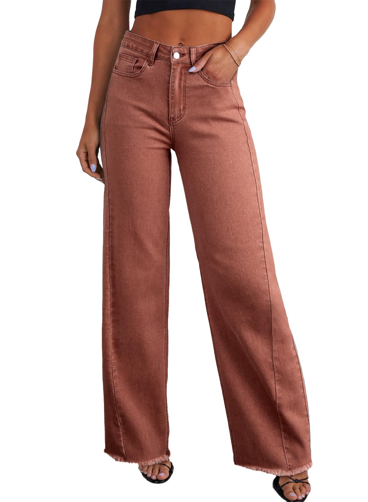 Sidefeel Women's Wide Leg Jeans High Waisted Stretchy Denim Pants
