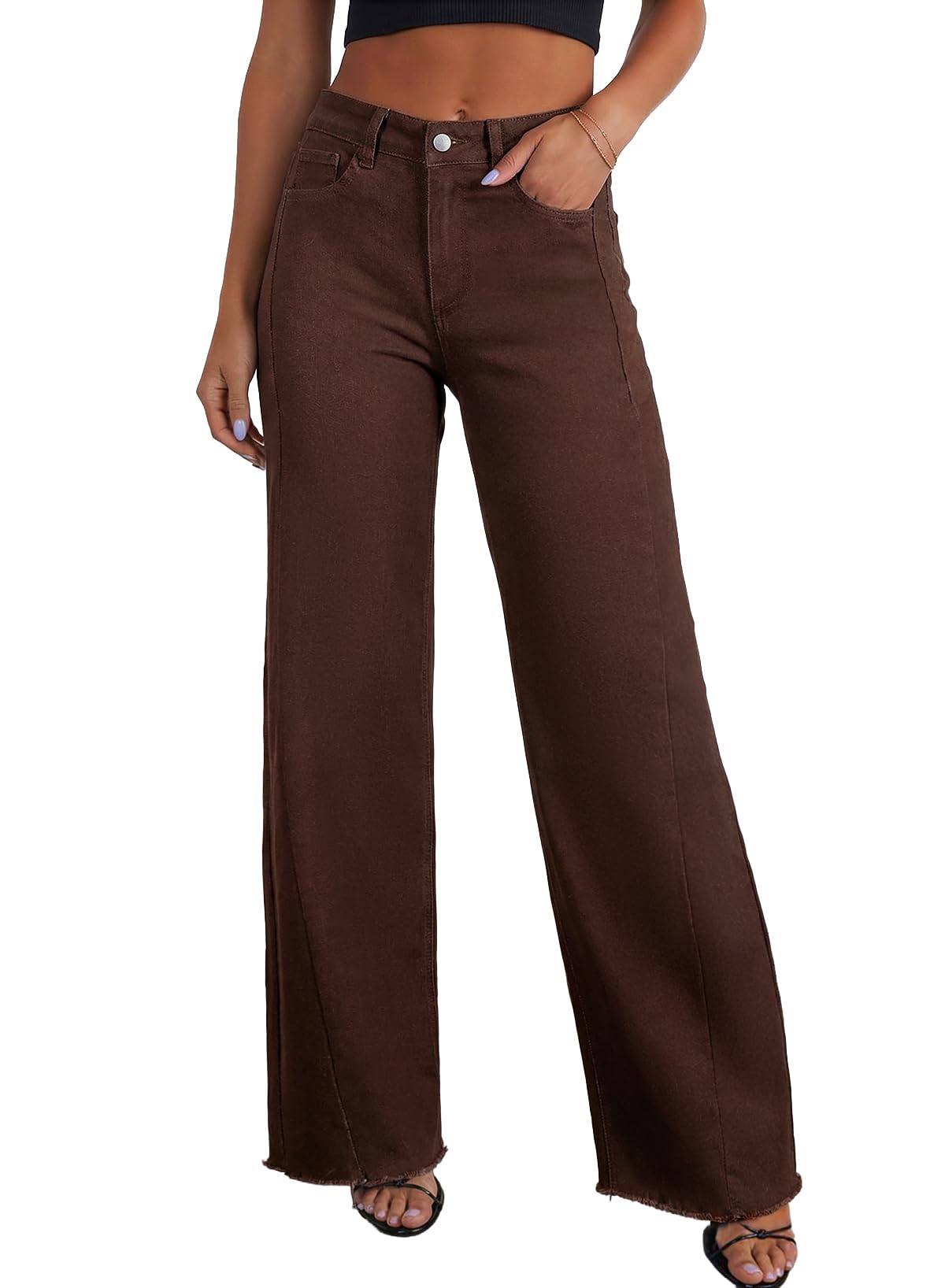 Sidefeel Women's Wide Leg Jeans High Waisted Stretchy Denim Pants