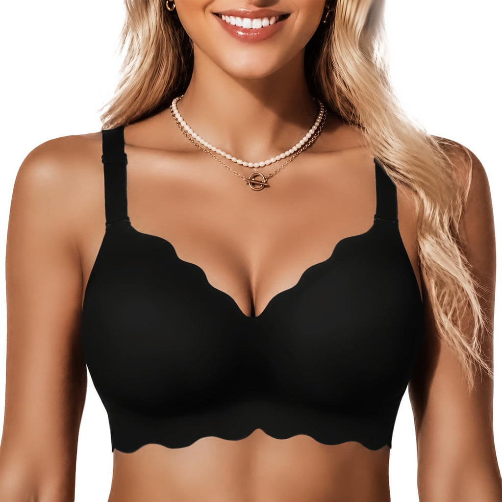 COCOMARTS Jelly Bras for Women No Underwire Scalloped Wireless Push Up Bra