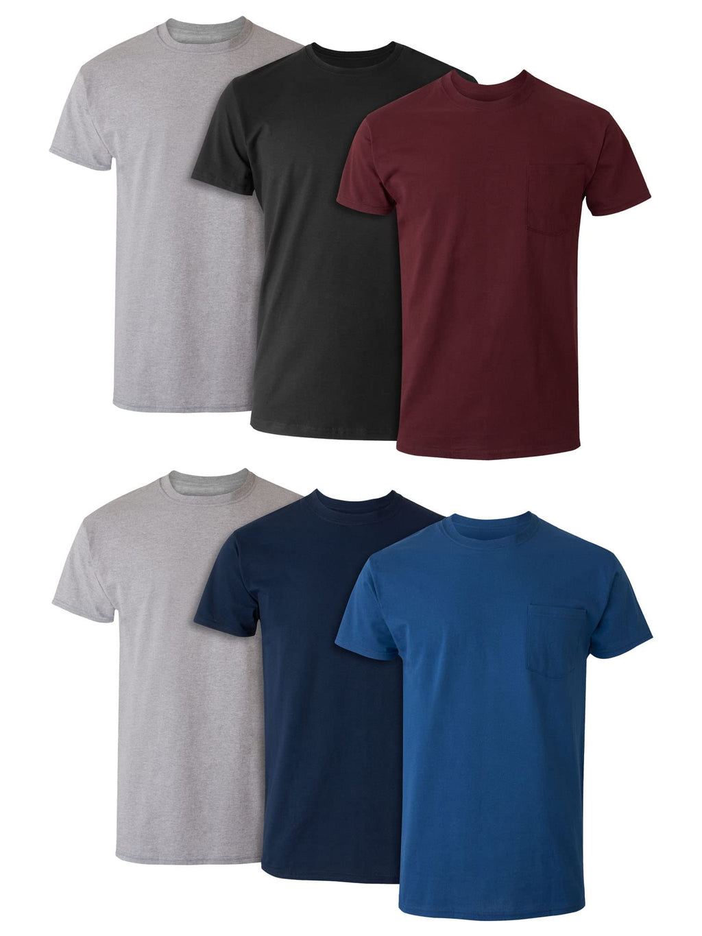 Hanes Men's Pocket T-Shirts - 6-Pack - Cotton Crewneck Tees