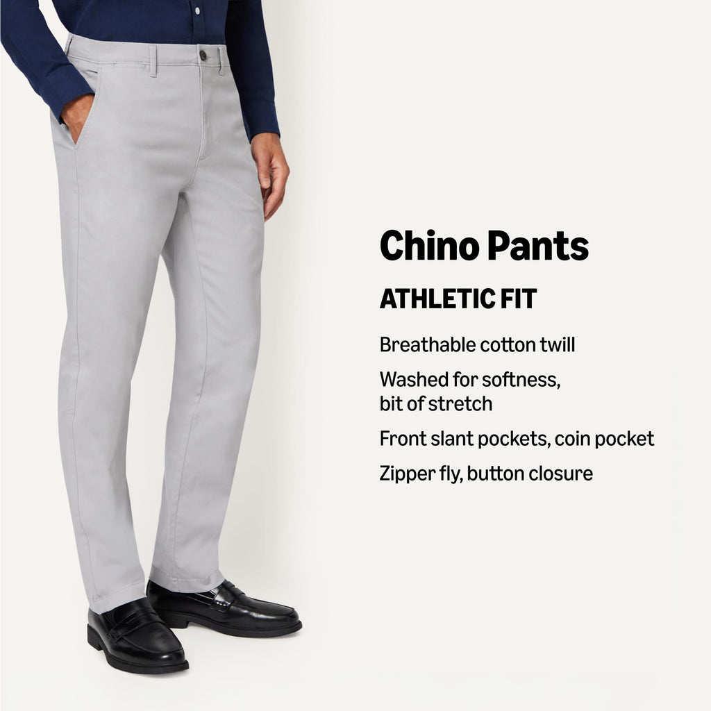 Amazon Essentials Men's Athletic-Fit Stretch Chino Pants, Casual Business Wear