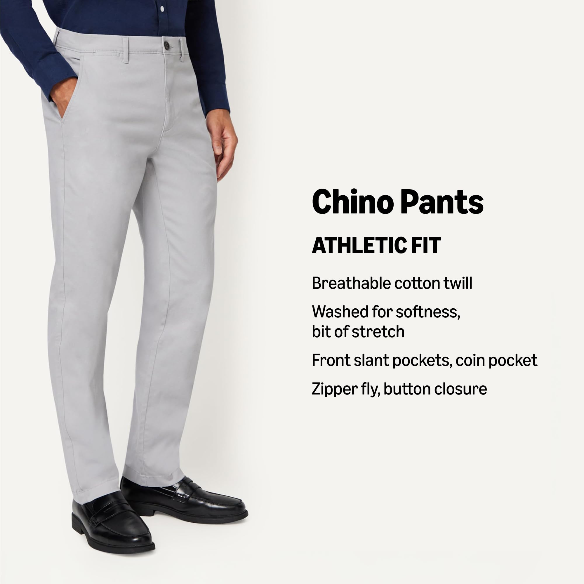 Amazon Essentials Men's Athletic-Fit Stretch Chino Pants, Casual Business Wear