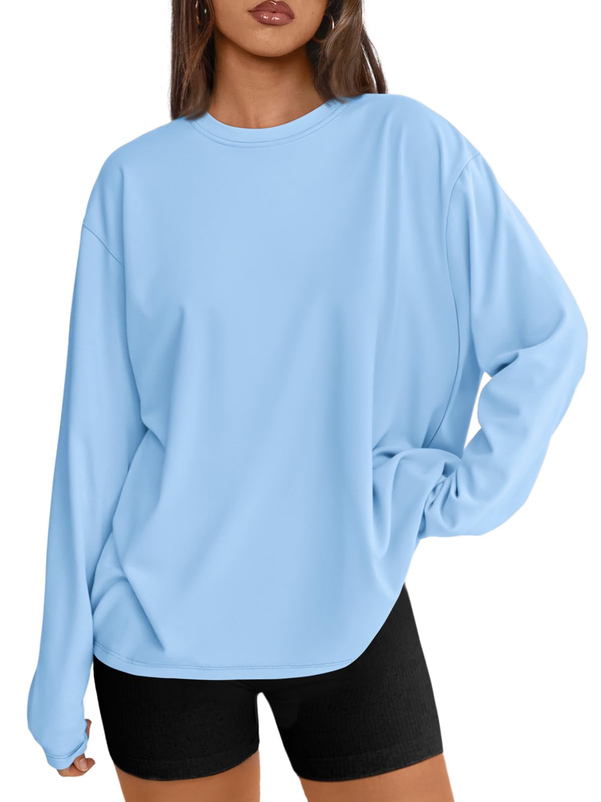 Trendy Queen Womens Oversized Long Sleeve Shirts Fall Tops 2026 Basic Tees