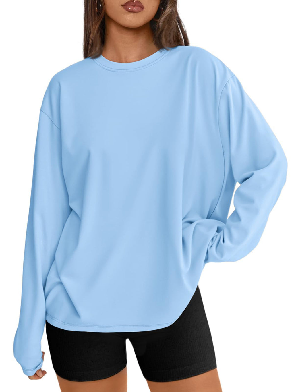 Trendy Queen Womens Oversized Long Sleeve Shirts Fall Tops 2026 Basic Tees
