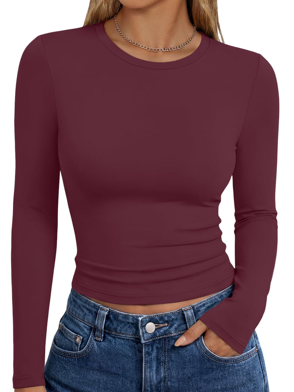 Trendy Queen Womens Long Sleeve T Shirts Fall Fashion Basic Y2K Tops 2026