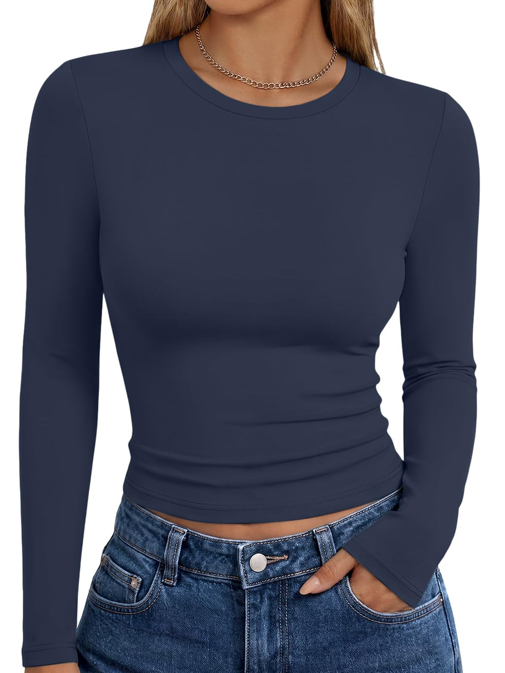Trendy Queen Womens Long Sleeve T Shirts Fall Fashion Basic Y2K Tops 2026
